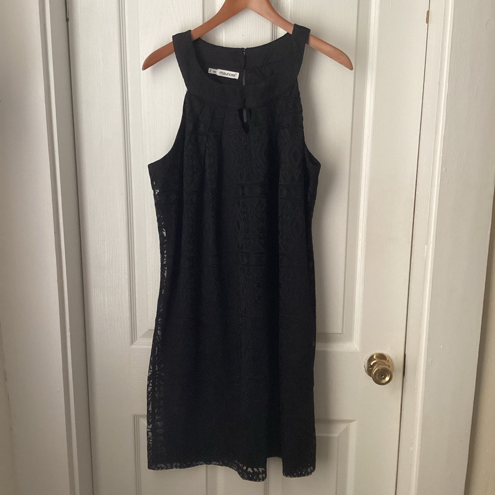 MAURICES: black with lace overlay sleeveless dress halter style 2X